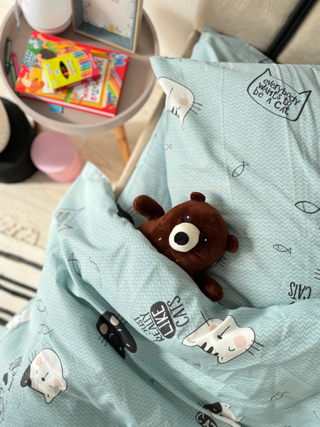 Изображение товара Комплект постельного белья Samsara Мяу 2сп Евро (простыня на резинке)