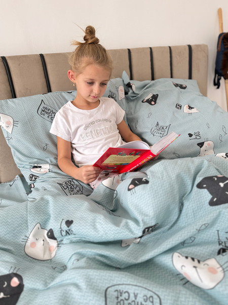 Изображение товара Комплект постельного белья Samsara Мяу 2сп Евро (простыня на резинке)