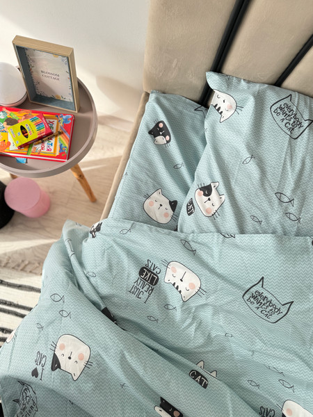 Изображение товара Комплект постельного белья Samsara Мяу 2сп Евро (простыня на резинке)