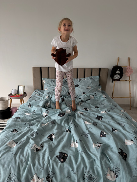 Изображение товара Комплект постельного белья Samsara Мяу 2сп Евро (простыня на резинке)