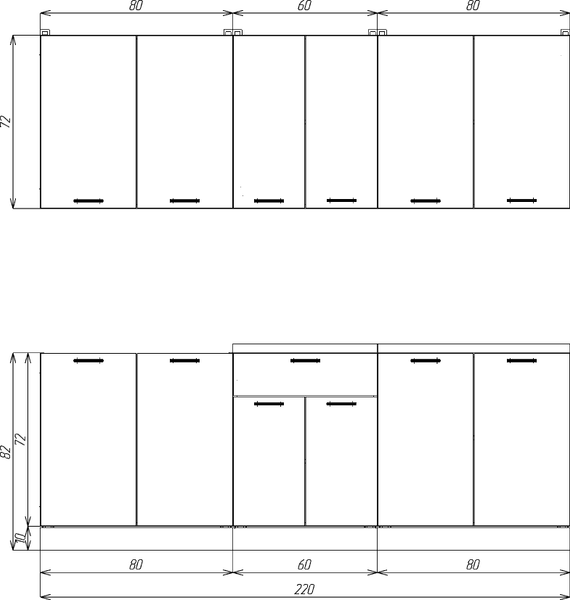 Изображение товара Кухонный гарнитур Eligard Lion 2.2 (дымчатый алмаз/дуб натуральный/дуб бунратти)