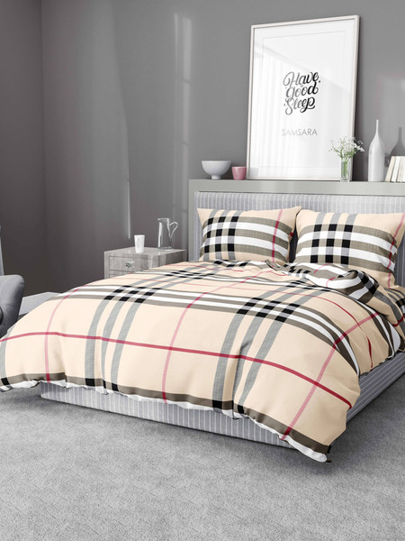 Изображение товара Комплект постельного белья Samsara Burberry 2сп Евро 220-12/180Пр (простыня на резинке)