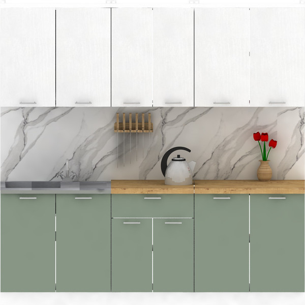 Изображение товара Кухонный гарнитур Eligard Lion 2.2 (белый/самшит/дуб бунратти)