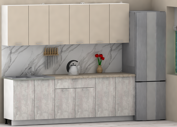 Изображение товара Кухонный гарнитур Eligard Lion 2.4 (персидский жемчуг/ледяное дерево/малага)