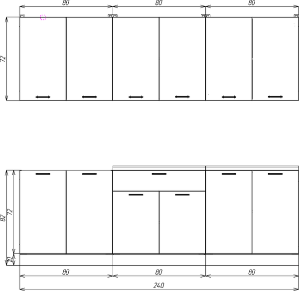 Изображение товара Кухонный гарнитур Eligard Lion 2.4 (белый/дуб натуральный/дуб бунратти)