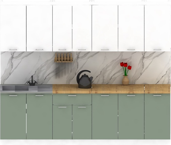 Изображение товара Кухонный гарнитур Eligard Lion 2.6 (белый/самшит/дуб бунратти)