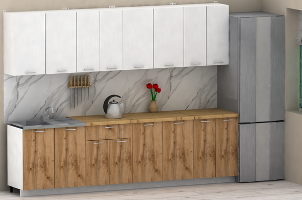 Изображение товара Кухонный гарнитур Eligard Lion 2.8 (белый/дуб натуральный/дуб бунратти)