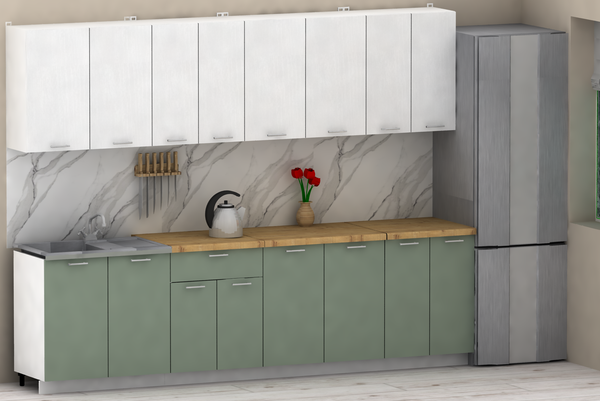 Изображение товара Кухонный гарнитур Eligard Lion 2.8 (белый/самшит/дуб бунратти)