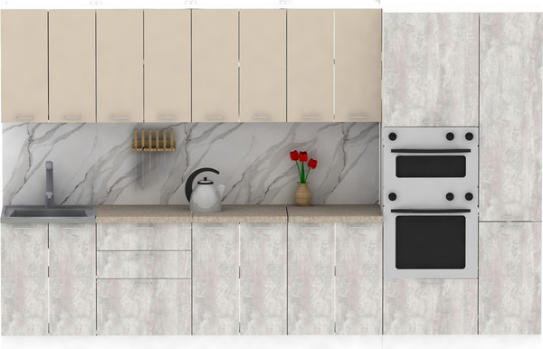 Изображение товара Кухонный гарнитур Eligard Lion 3.4 (персидский жемчуг/ледяное дерево/малага)