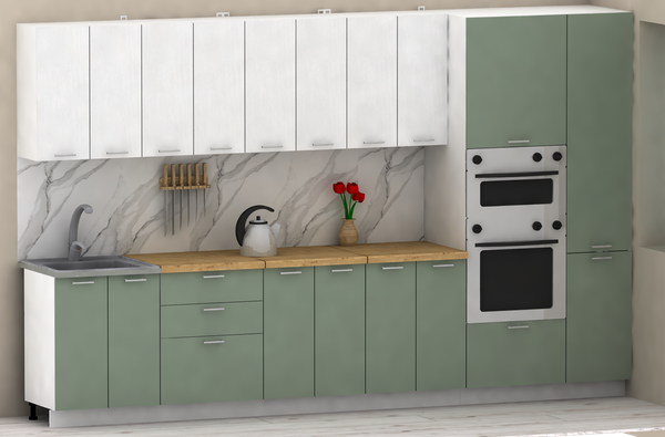 Изображение товара Кухонный гарнитур Eligard Lion 3.4 (белый/самшит/дуб бунратти)