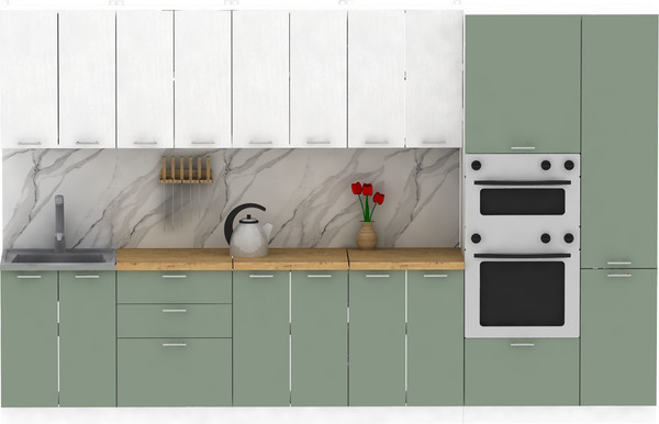 Изображение товара Кухонный гарнитур Eligard Lion 3.4 (белый/самшит/дуб бунратти)