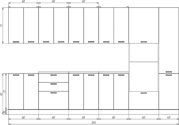 Изображение товара Кухонный гарнитур Eligard Lion 3.4 (дуб натуральный/дуб бунратти)