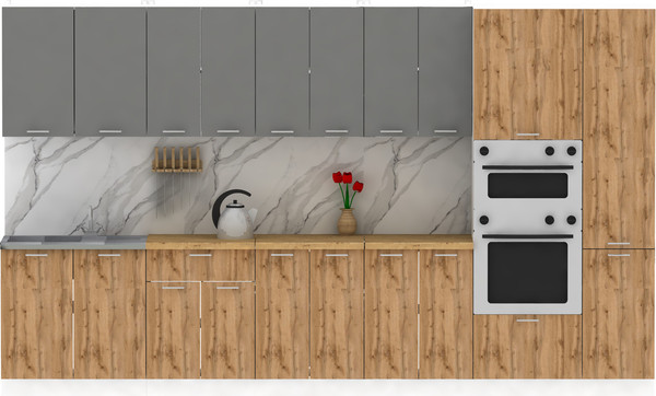 Изображение товара Кухонный гарнитур Eligard Lion 3.6 (дымчатый алмаз/дуб натуральный/дуб бунратти)