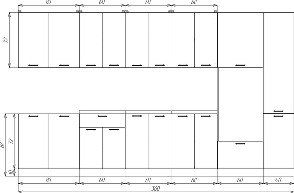 Изображение товара Кухонный гарнитур Eligard Lion 3.6 (белый/дуб натуральный/дуб бунратти)