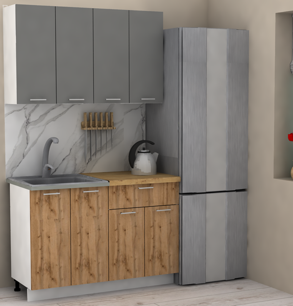 Изображение товара Кухонный гарнитур Eligard Lion 1.2 без столешницы (дымчатый алмаз/дуб натуральный)