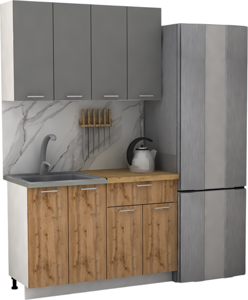 Изображение товара Кухонный гарнитур Eligard Lion 1.2 без столешницы (дымчатый алмаз/дуб натуральный)