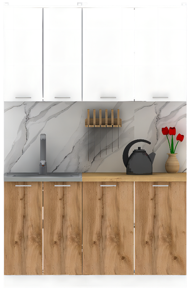 Изображение товара Кухонный гарнитур Eligard Lion 1.4 без столешницы (белый/дуб натуральный)