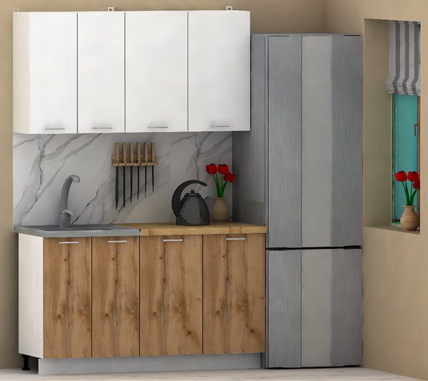 Изображение товара Кухонный гарнитур Eligard Lion 1.4 без столешницы (белый/дуб натуральный)