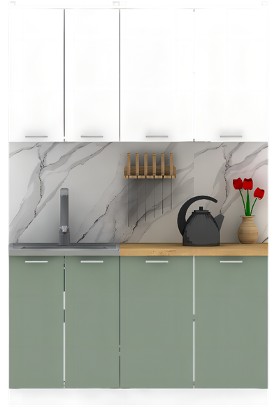 Изображение товара Кухонный гарнитур Eligard Lion 1.4 без столешницы (белый/самшит)