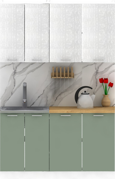 Изображение товара Кухонный гарнитур Eligard Lion 1.4 без столешницы (белый/самшит)