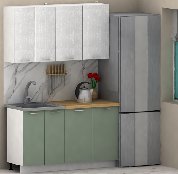 Изображение товара Кухонный гарнитур Eligard Lion 1.4 без столешницы (белый/самшит)