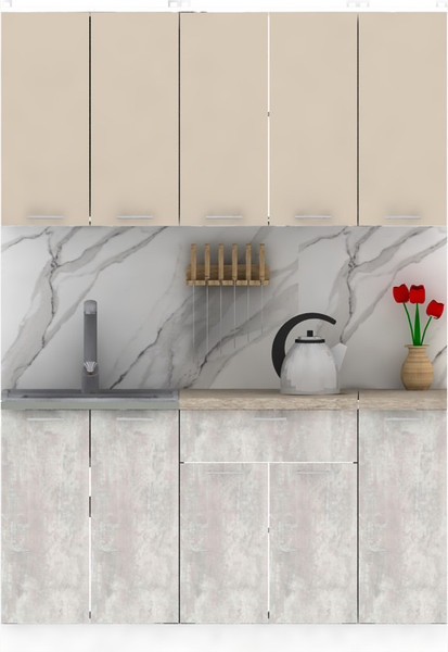 Изображение товара Кухонный гарнитур Eligard Lion 1.5 без столешницы (персидский жемчуг/ледяное дерево)