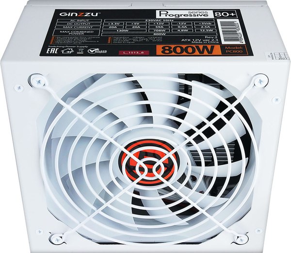Изображение товара Блок питания для компьютера Ginzzu PC800 800W (белый)