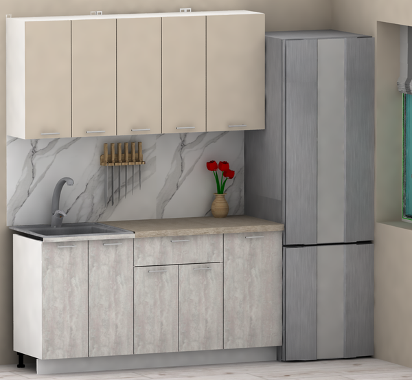 Изображение товара Кухонный гарнитур Eligard Lion 1.1.6 без столешницы (персидский жемчуг/ледяное дерево)