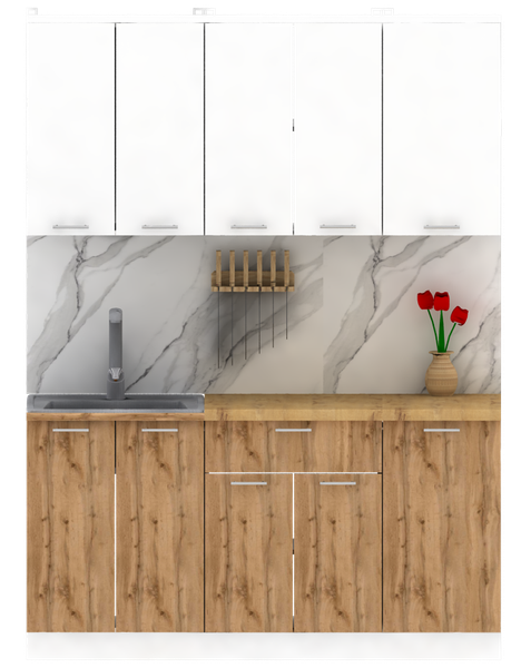 Изображение товара Кухонный гарнитур Eligard Lion 1.1.6 без столешницы (белый/дуб натуральный)