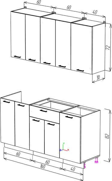 Изображение товара Кухонный гарнитур Eligard Lion 1.1.6 без столешницы (белый/дуб натуральный)