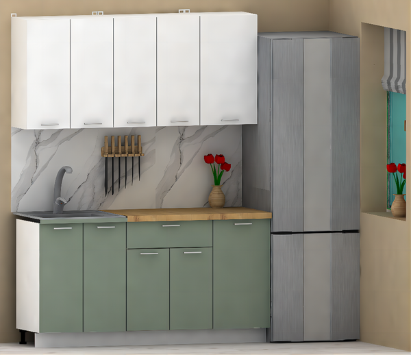 Изображение товара Кухонный гарнитур Eligard Lion 1.1.6 без столешницы (белый/самшит)