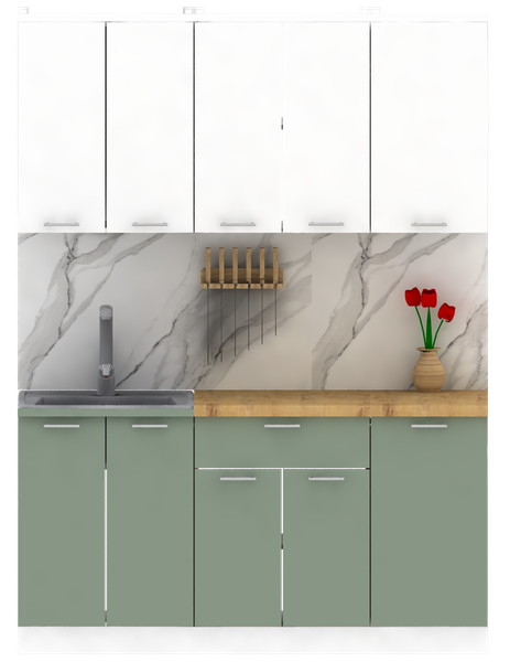 Изображение товара Кухонный гарнитур Eligard Lion 1.1.6 без столешницы (белый/самшит)