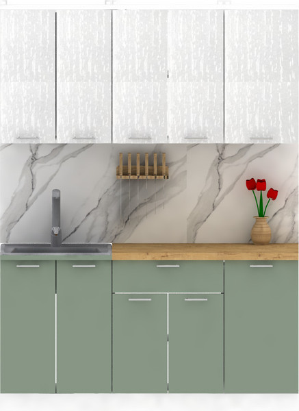 Изображение товара Кухонный гарнитур Eligard Lion 1.1.6 без столешницы (белый/самшит)