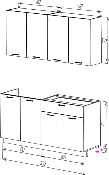 Изображение товара Кухонный гарнитур Eligard Lion 2 1.6 без столешницы (белый/самшит)