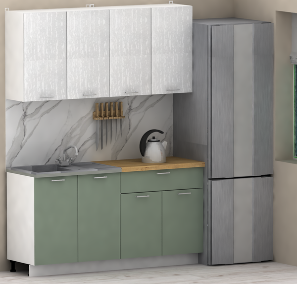 Изображение товара Кухонный гарнитур Eligard Lion 2 1.6 без столешницы (белый/самшит)