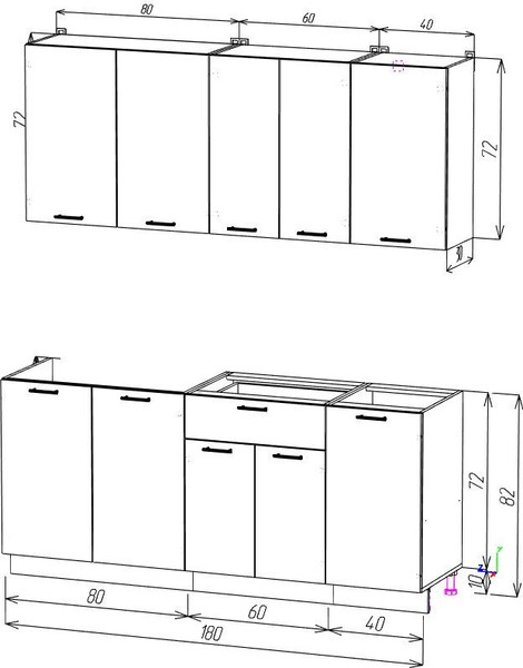 Изображение товара Кухонный гарнитур Eligard Lion 1.8 без столешницы (персидский жемчуг/ледяное дерево)
