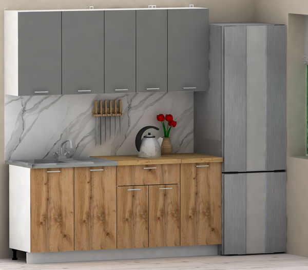 Изображение товара Кухонный гарнитур Eligard Lion 1.8 без столешницы (дымчатый алмаз/дуб натуральный)