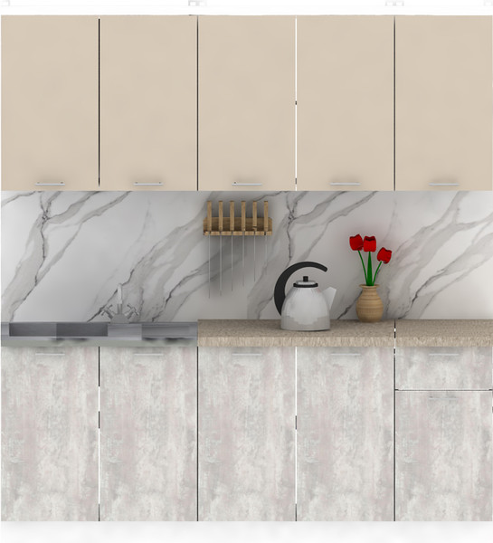 Изображение товара Кухонный гарнитур Eligard Lion 2.0 без столешницы (персидский жемчуг/ледяное дерево)