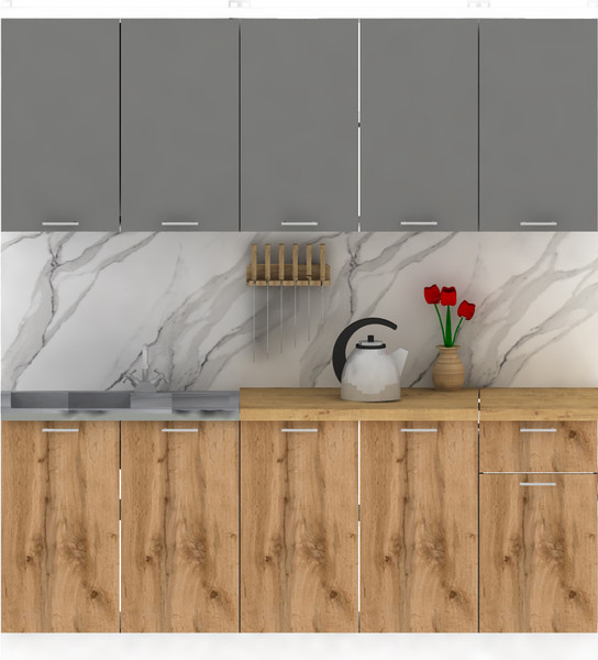 Изображение товара Кухонный гарнитур Eligard Lion 2.0 без столешницы (дымчатый алмаз/дуб натуральный)