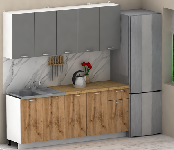 Изображение товара Кухонный гарнитур Eligard Lion 2.0 без столешницы (дымчатый алмаз/дуб натуральный)