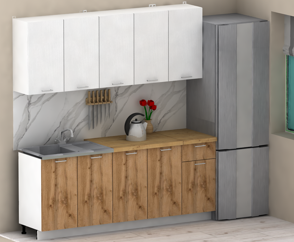 Изображение товара Кухонный гарнитур Eligard Lion 2.0 без столешницы (белый/дуб натуральный)