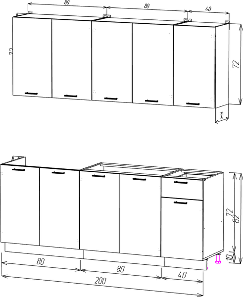 Изображение товара Кухонный гарнитур Eligard Lion 2.0 без столешницы (дуб натуральный)