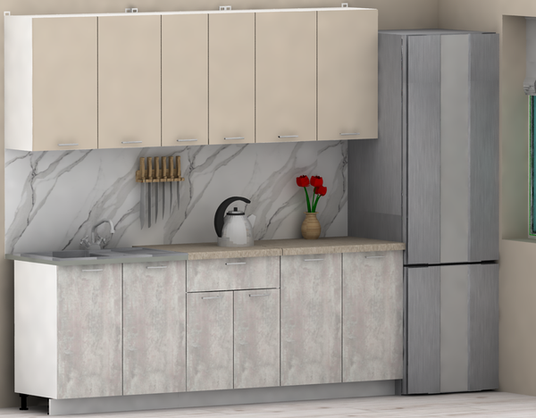 Изображение товара Кухонный гарнитур Eligard Lion 2.2 без столешницы (персидский жемчуг/ледяное дерево)