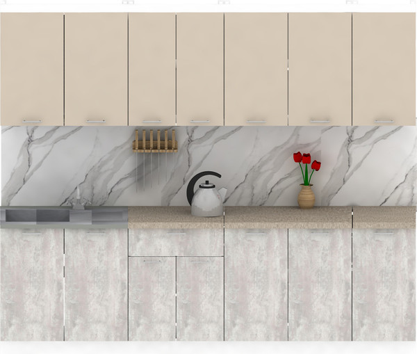 Изображение товара Кухонный гарнитур Eligard Lion 2.6 без столешницы (персидский жемчуг/ледяное дерево)