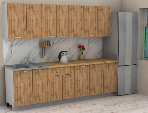 Изображение товара Кухонный гарнитур Eligard Lion 2.6 без столешницы (дуб натуральный)