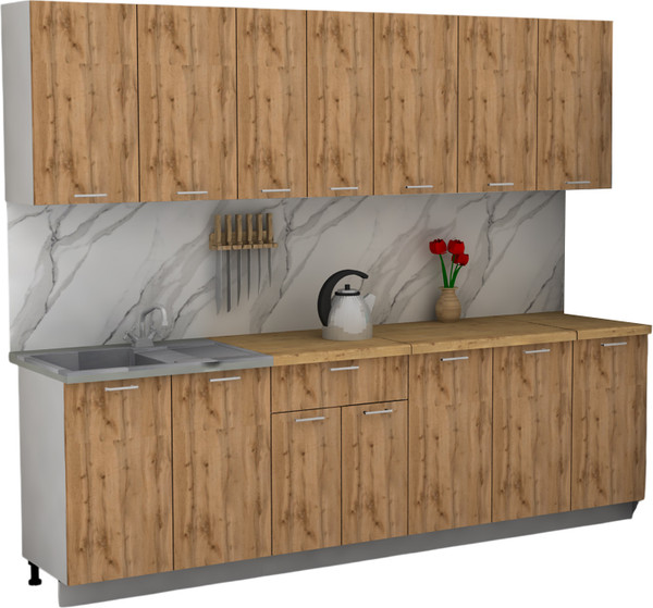 Изображение товара Кухонный гарнитур Eligard Lion 2.6 без столешницы (дуб натуральный)