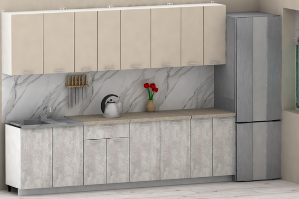 Изображение товара Кухонный гарнитур Eligard Lion 2.8 без столешницы (персидский жемчуг/ледяное дерево)