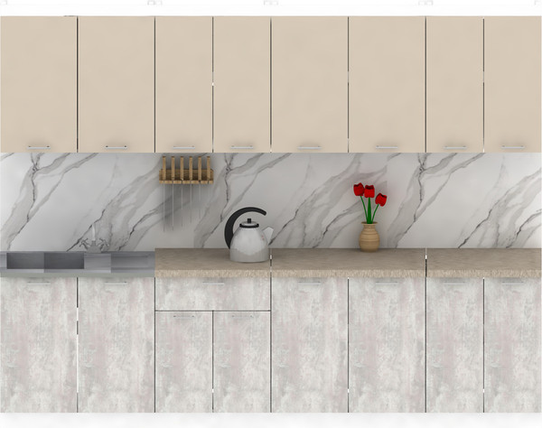 Изображение товара Кухонный гарнитур Eligard Lion 2.8 без столешницы (персидский жемчуг/ледяное дерево)