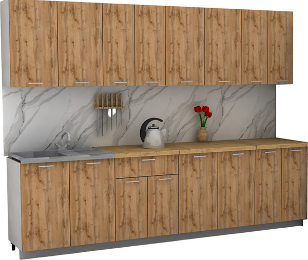 Изображение товара Кухонный гарнитур Eligard Lion 2.8 без столешницы (дуб натуральный)