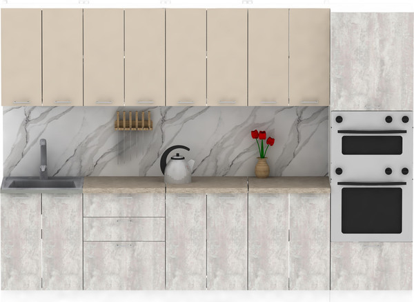 Изображение товара Кухонный гарнитур Eligard Lion 3.0 без столешницы (персидский жемчуг/ледяное дерево)